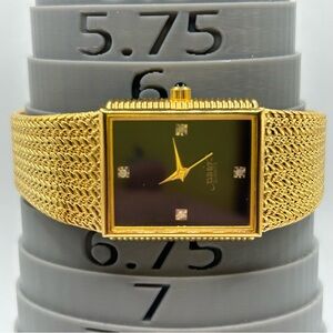 XAVIER VTG 1980’s Diamond Accent Goldtone Quartz Watch 26mm - w/ adjustable band